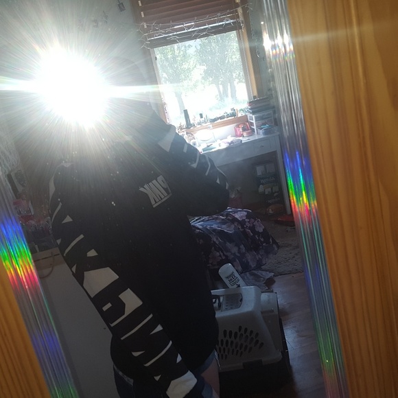 Black and white Victoria's Secret Pink sweater. - Picture 2 of 4